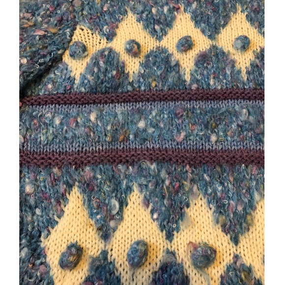 Vintage 80s or 90s handmade pastel knit pom pom sweater VGUC - Picture 2 of 7